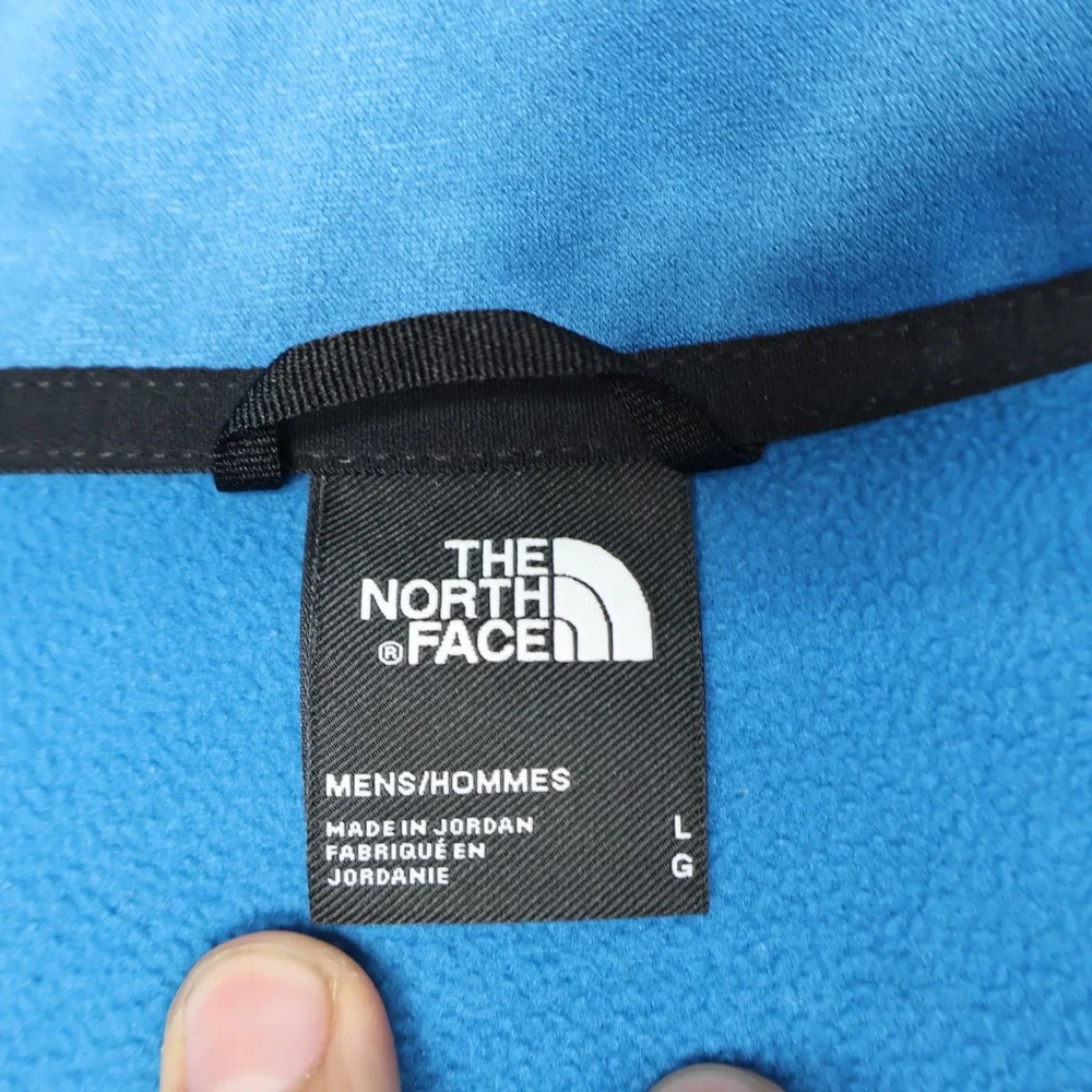North Face Sweatshirt Mens Large Blue Pioneer Peak 1/4 Zip Pullover Fleece Light